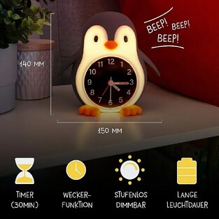 Megalight Ρολόι - Ξυπνητήρι και Φωτάκι Νυκτός Poppy Penguin - 187406