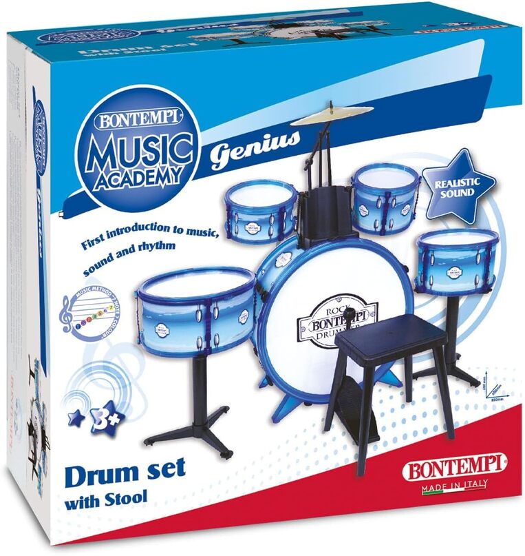 Bontempi Drum Set 6 pcs With Stool And 2 Sticks - 514831
