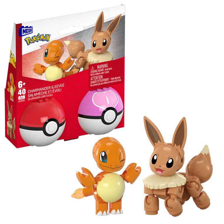 MEGA Construx Τουβλάκια MEGA Pokémon Pokeball Σετ Των 2 Charmander & Eevee - JCR81