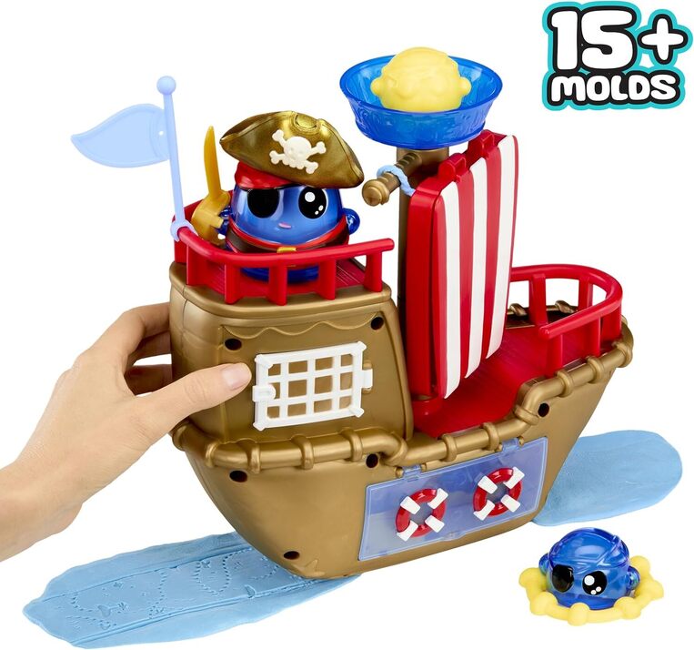 DohKins Clay Pirate Ship Playset & Pirate - 123088EUC