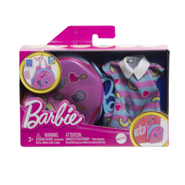 Barbie Deluxe Clip-On Τσάντα Με Σχολική Στολή Και Πέντε Θεματικά Αξεσουάρ - HJT44