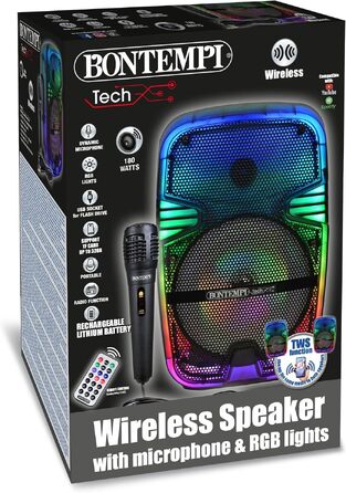 Bontempi Wireless Speaker With Dynamic Microphone And RGB Lights - 491060
