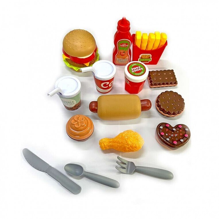 Σετ Παιχνιδιού Φαγητού Fast Food Aπό Οικολογικά Υλικά 15τεμ. - 16390111