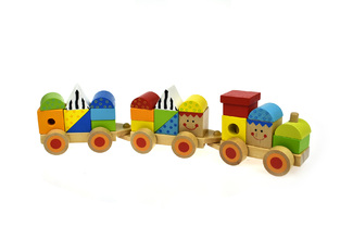 Tooky Toys Ξύλινα Τουβλάκια Τρενάκι Στοίβαξης - TKB383