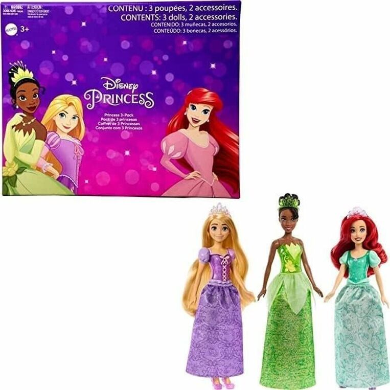 Disney Princess Doll 3-Pack Tiana, Ariel & Rapunzel -  HLW45