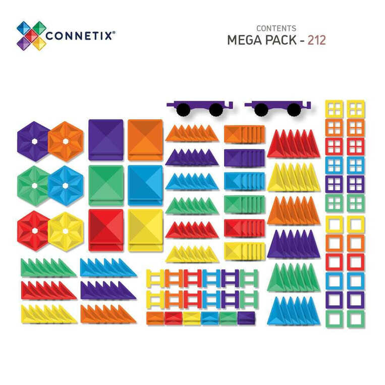 Connetix Magnetic Tiles Rainbow Rainbow Mega Pack 212 Pieces - CT-R-00212-ME