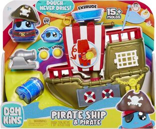 DohKins Clay Pirate Ship Playset & Pirate - 123088EUC