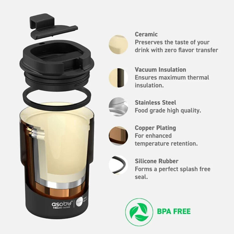 Asobu Coffee Express Special Edition Ανοξείδωτο Ποτήρι Θερμός 360ml Black - GRAF05258