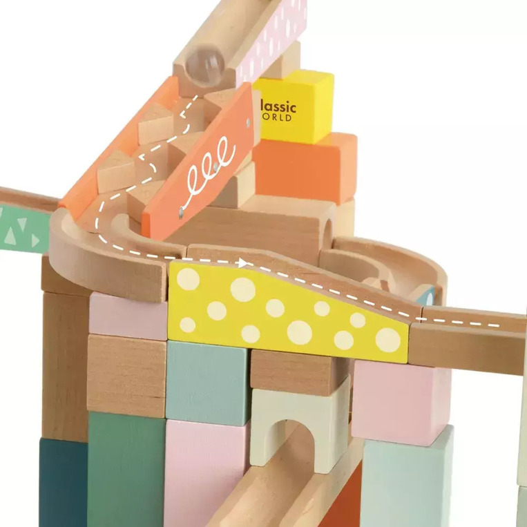 Classic World Wooden Marble Run Construction Set 62pcs - C20211 