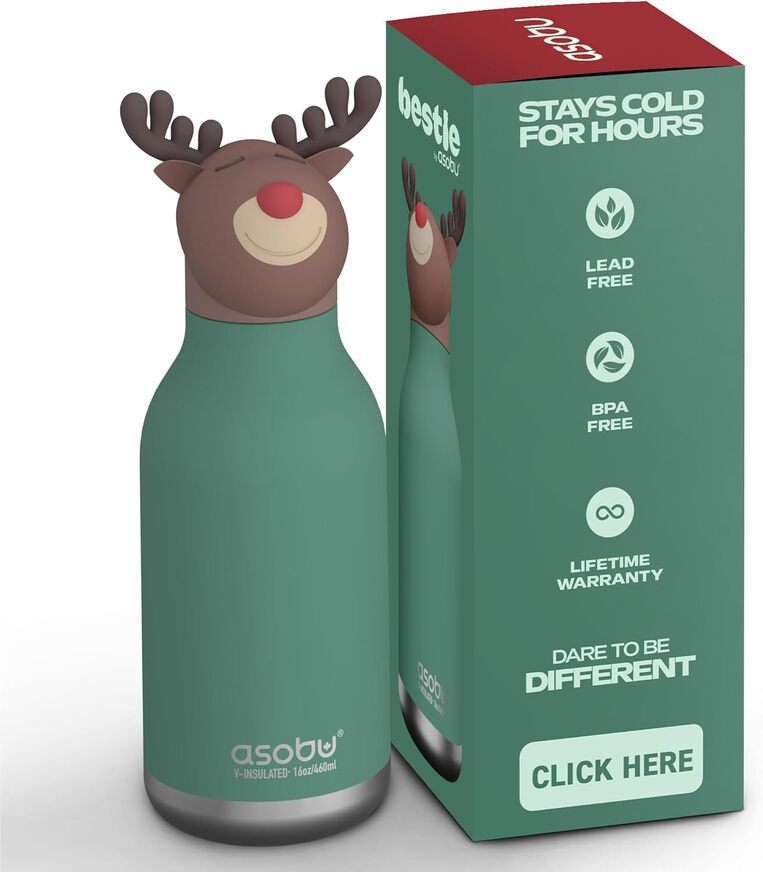 Asobu Bestie Bottle Ανοξείδωτο Μπουκάλι Θερμός 460ml Reindeer - GRAF05482