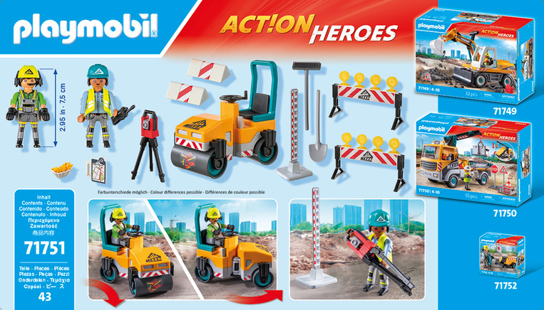 Playmobil Action Heroes Οδοστρωτήρας Και Εργάτες - 71751