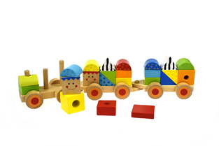 Tooky Toys Ξύλινα Τουβλάκια Τρενάκι Στοίβαξης - TKB383