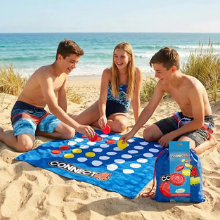 Connect 4 Beach Towel Games – Πετσέτα Παραλίας & Κλασικό Επιτραπέζιο 2-σε-1 με Μάρκες - REA000068