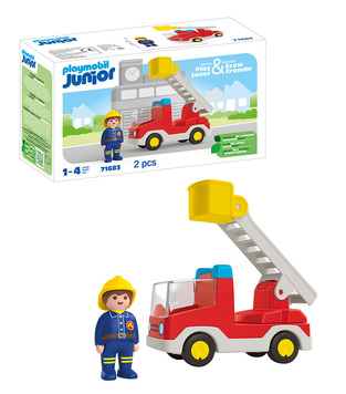 Playmobil Junior Πυροσβέστης Με Κλιμακοφόρο Όχημα - PL71683