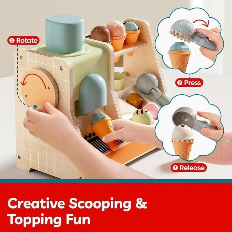 Top Bright: Ξύλινο Παιχνίδι Παγωτομηχανή Με Αξεσουάρ - 460134