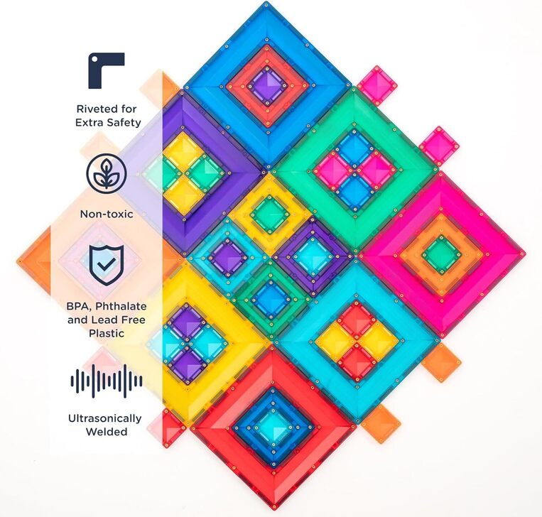 Connetix Magnetic Tiles Bright Portal Pack 48 Pieces - CT-B-00048-PP