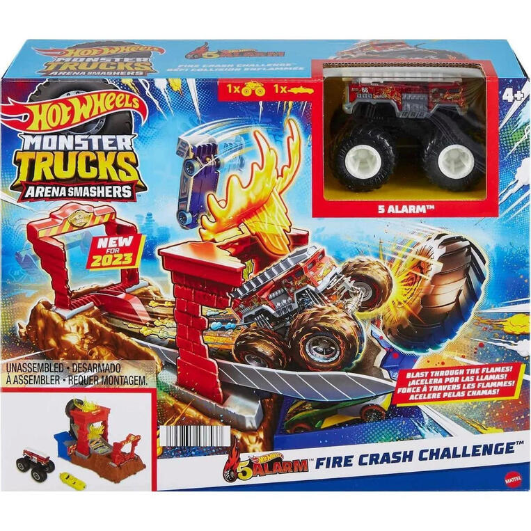Hot Wheels Σετ παιχνιδιού Χρωμοκεραυνών Monster Trucks Πυροσβεστικό - HPN73