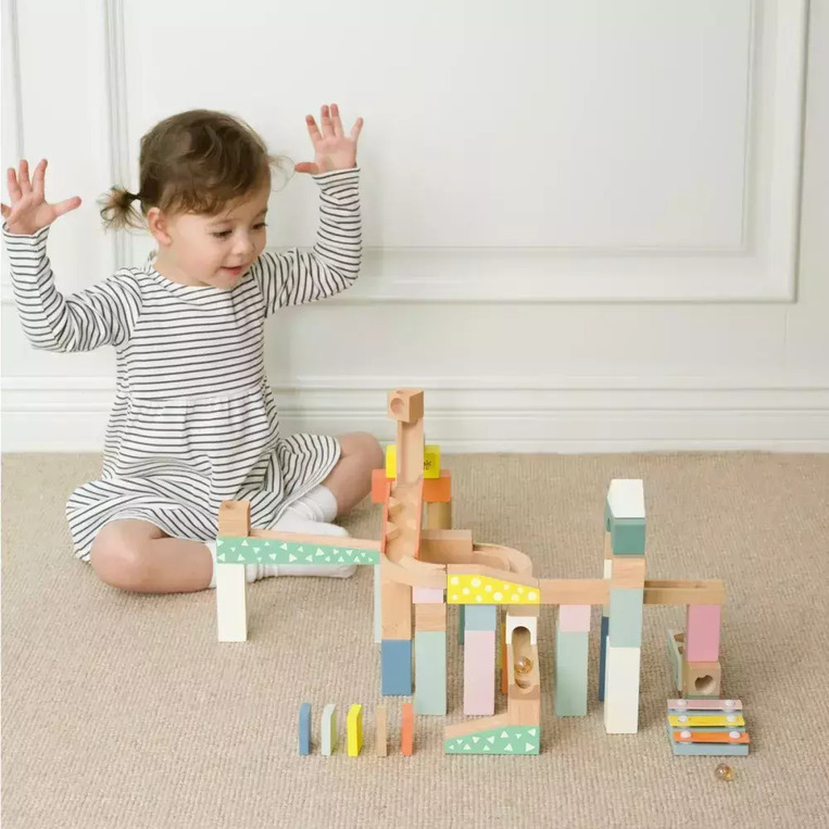 Classic World Wooden Marble Run Construction Set 62pcs - C20211 