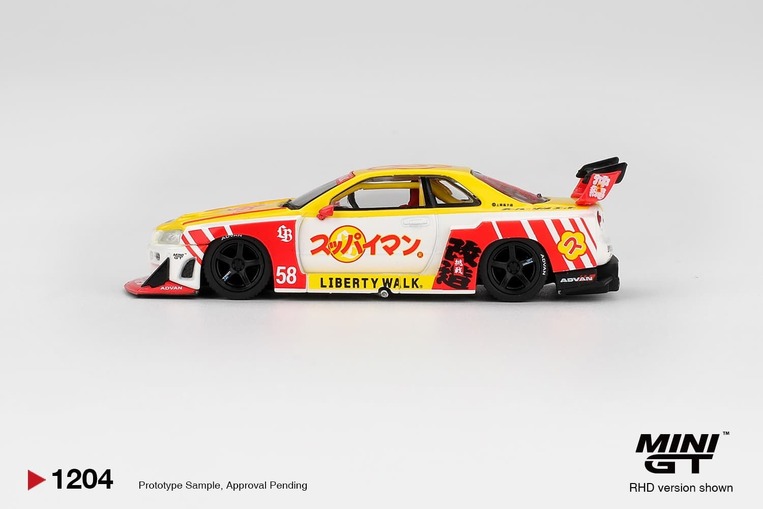 Mini GT Nissan LB-ER34 Super Silhouette Skyline Suppaiman Okinawa -MGT01204BL 