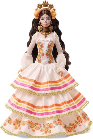 Barbie Signature Doll Día De Muertos In Ruffled Cream Gown - JBJ05