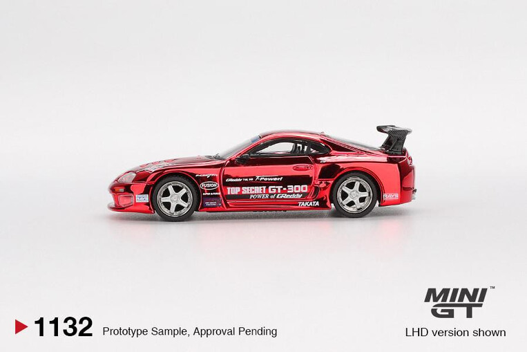 Mini GT 1/64 Toyota Supra (A80) Top Secret GT-300 Top Secret Red Chrome RHD - MGT01132RHD