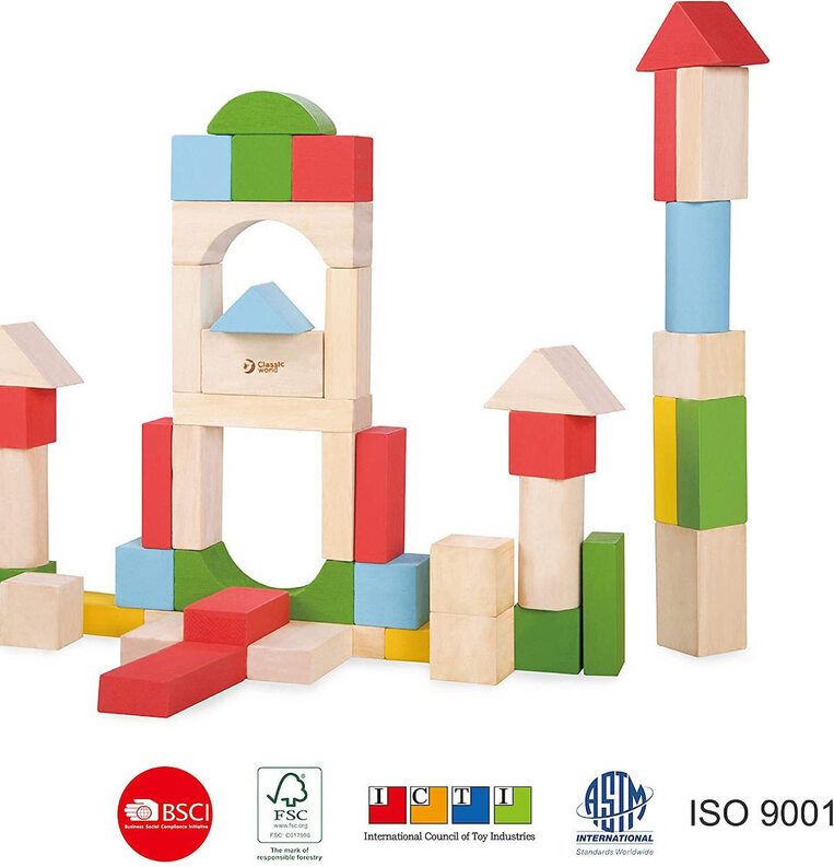 Classic World Wooden Junior Building Blocks 50 Pieces - C2073
