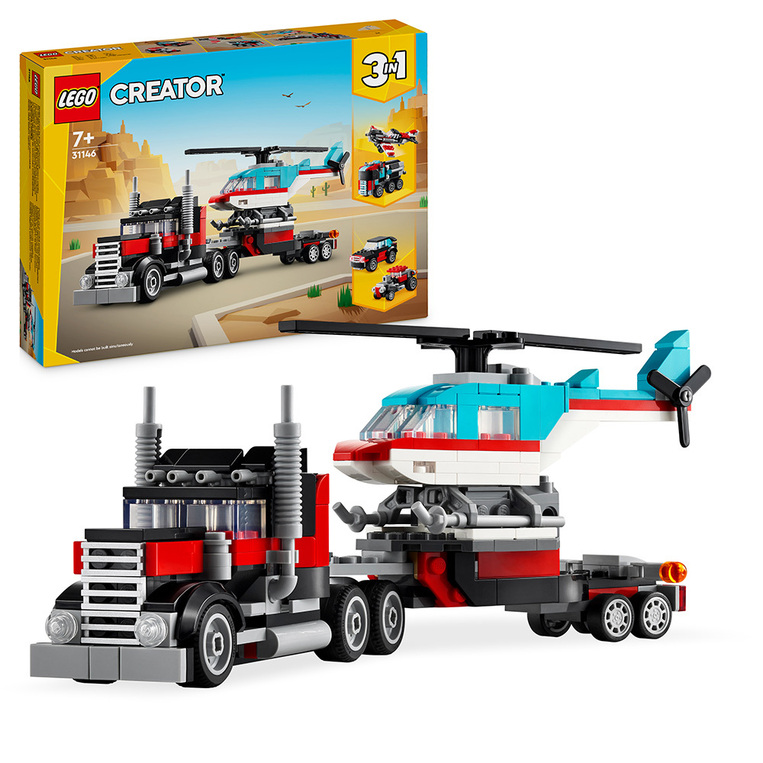 Flatbed Truck With Helicopter 