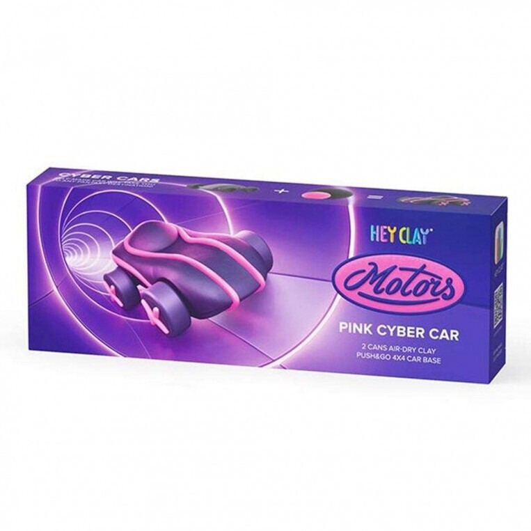 Hey Clay Ροζ Cyber Car Mε 2 Βαζάκια Πηλό - 440063