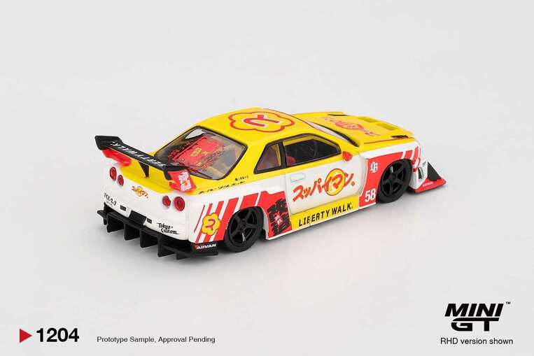 Mini GT Nissan LB-ER34 Super Silhouette Skyline Suppaiman Okinawa -MGT01204BL 