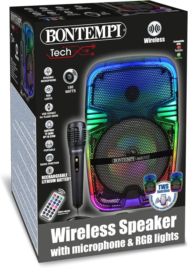 Bontempi Wireless Speaker With Dynamic Microphone And RGB Lights - 491060