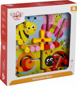 Tooky Toy Ξύλινος Λαβύρινθος Διπλής Όψης Ζωάκια & Σχήματα - TKC573