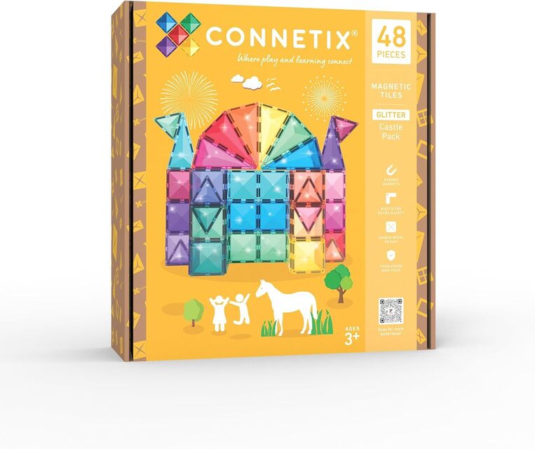 Connetix Magnetic Tiles Glitter Castle Pack 48 Pieces - CT-G-00048-GP