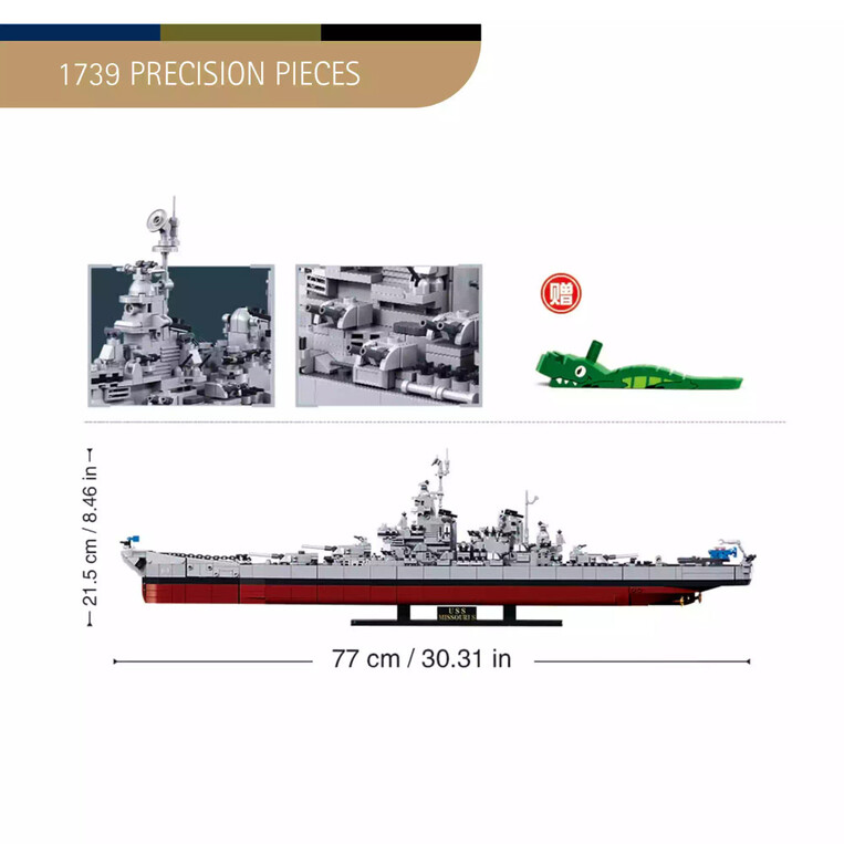 Sluban - Model brick Battleship USS Missouri 1/350 Set - M38-B1291