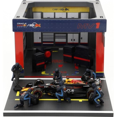 1/43 Burago Formula 1 Race Oracle Red Bull Rb20 Pit Stop Diorama - 18/38453