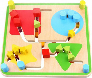 Tooky Toy Ξύλινος Λαβύρινθος Διπλής Όψης Ζωάκια & Σχήματα - TKC573