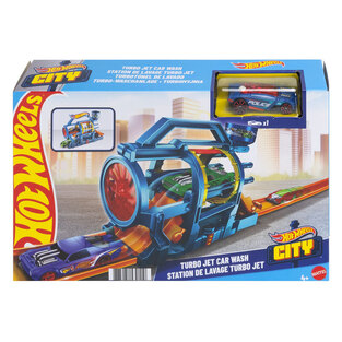 Hot Wheels City Αναδιπλούμενη Πίστα Turbo Jet Car Wash - FJN35
