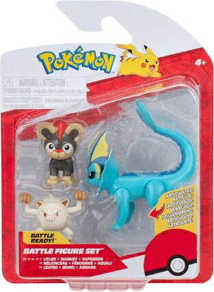 Pokémon Battle 3 Figure Set With Vaporeon, Litleo and Mankey - PKW3612