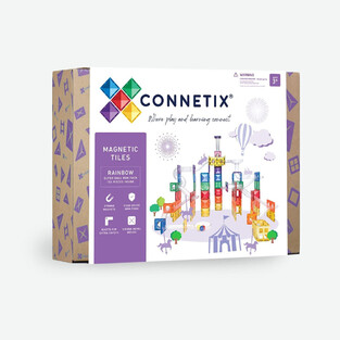 Connetix Magnetic Tiles Rainbow Super Ball Run Pack 134 Pieces - CT-R-00134-BR