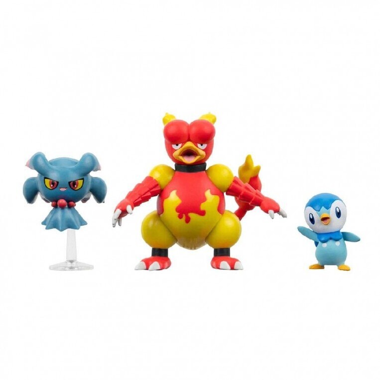 Pokemon Σετ με 3 Φιγούρες Μάχης Misdreavus, Piplup & Magmar - PKW3604