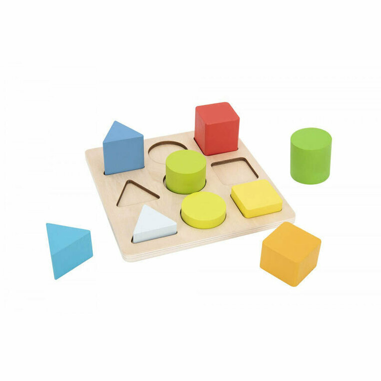 Ξύλινο Παιδικό Puzzle Σφηνώματα Σχήματα & Χρώματα 9pcs Tooky Toys - TH981
