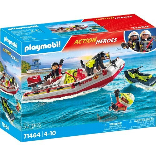 Playmobil City Action Φουσκωτό Σκάφος Πυροσβεστικής Με Θαλάσσιο Scooter - 71464