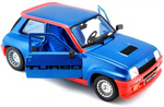 Bburago Diecast 1:24 Hobby Car Renault 5 Turbo Blue/Red - 18/21088