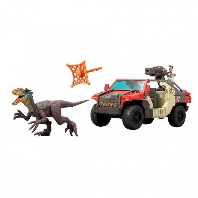 Jurassic World Rebirth Launch N Battle Όχημα με 1 Φιγούρα & 1 Βελοσιράπτορα - JGB59