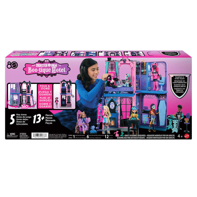 Monster High Boo-Tique Hotel Doll House With Spooky Surprises in Every Room And 13+ Accessories - JBF16