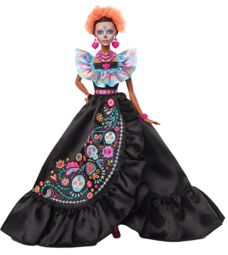 Συλλεκτική Barbie Día De Muertos 2024 Collectible Doll in Ruffled Black Gown - HRM72