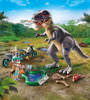 Playmobil Dinos T-Rex & Εξερευνητής Με Μοτοσυκλέτα - 71524