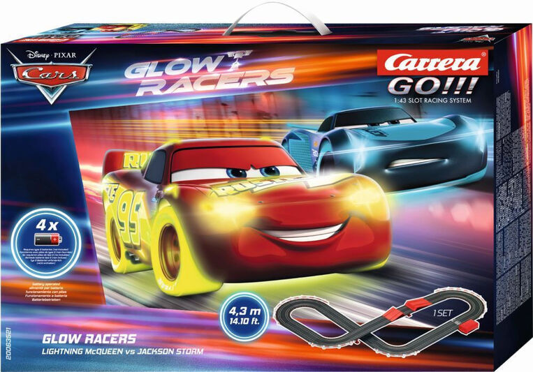 Πίστα Carrera GO!!! Set: Disney Cars - Glow Racers Lightning McQueen VS Jackson Storm - Battery Operated 1:43 - 20063521