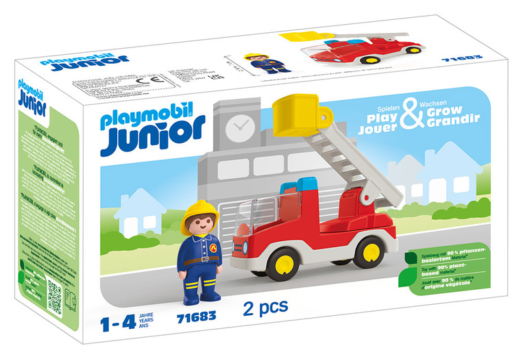 Playmobil Junior Πυροσβέστης Με Κλιμακοφόρο Όχημα - PL71683