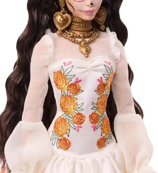 Barbie Signature Doll Día De Muertos In Ruffled Cream Gown - JBJ05