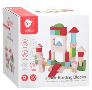 Classic World Wooden Junior Building Blocks 50 Pieces - C2073